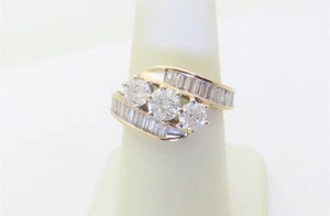 Natural Diamonds Anniversary Rings 14k Gold Three Stone Bridal Size 7.25 R1390 - Picture 1 of 10