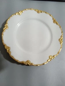 2 Raro Haviland Ranson 8.5" Plato de Almuerzo Borde Oro Blanco Borde Festoneado - Imagen 1 de 7