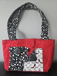 Borsa borsetta trapuntata patchwork moda fatta a mano rossa bianca e nera media - Foto 1 di 8