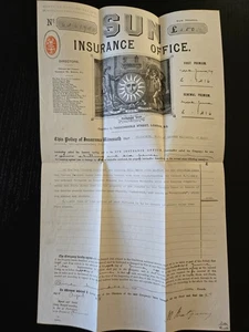 ANTIQUE VTG 1898 Fire Policy Document CALEDONIAN INSURANCE 21x16 United Kingdom - Picture 1 of 2