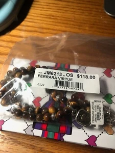 NWTag Brighton Ferrara VIRTUE BEAD ACORN Pendant Tiger Eye Necklace MSRP $118 - Picture 1 of 1