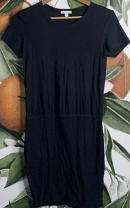 JAMES PERSE 1 EE. UU. Pequeño Negro Blusa Acanalada Elastizada Camiseta Vestido Algodón - Imagen 1 de 6