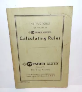 Antiguo A.W. Cursor de deslizamiento de instrucciones Faber Castell década de 1920 - Imagen 1 de 5