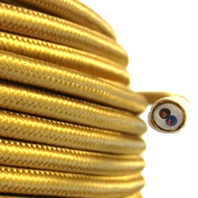 2x0, 34 Câble Électrique Mètre 2-adrig Or Textile Cable Conduite de Commande RAR - Photo 1/3