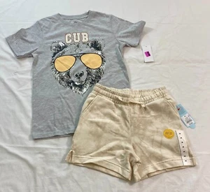 lot of 2 boy's shorts outfit size medium Cat & Jack cotton t shirt/shorts CUB - Picture 1 of 5