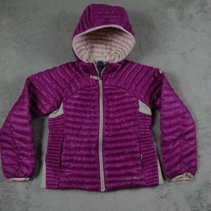 Eddie Bauer Jacket Girls Small Purple First Ascend Down Puffer Full Zip Hooded - Picture 1 of 8
