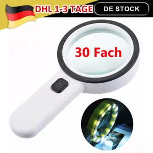 Lupe 12 LED Handlupe mit Licht 30 Fach Vergrößerungsglas, Leselupe für Senioren - Bild 1 von 10