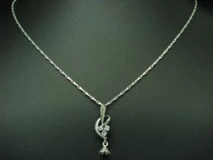 800 Argento Catena & 835 Argento Ciondolo Con Vetro Ricoperto/Floral/5,6g/32,0cm - Foto 1 di 3