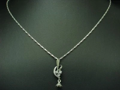 800 Argento Catena & 835 Argento Ciondolo Con Vetro Ricoperto/Floral/5,6g/32,0cm - Immagine 1 di 3