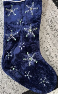 yuletide treasurers - classic navy blue sequence Christmas stocking - Picture 1 of 4