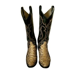 Larry Mahan Cowboy Boots Python Snakeskin Leather Women's  B6N
