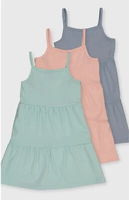 Girls Pastel Tiered 3 Pack Summer Dresses Size  1.5 - 2 Years BNWT  - Image 1 of 2