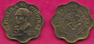 PHILIPPINES 5 SENTIMOS 1978 UNC THE NEW SOCIETY SERIES,MELCHORA AQUINO FRONT LEF - Picture 1 of 1
