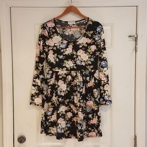 Moosungeek Floral Dress sz Medium Light Comfortable Long Sleeve R-10 - Picture 1 of 8