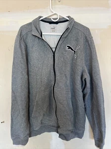 PUMA Grey Full Zip Up Long Sleeve Sweater Track Jacket Mens Size X-Large - Imagen 1 de 4