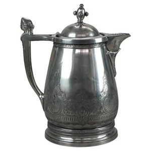 Jarra de agua aislante antigua figurativa plateada C1890 - Imagen 1 de 9