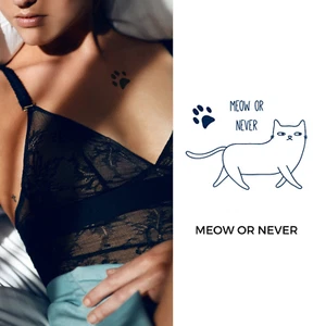 2 Week Vegan Tattoo | Cat Meow Tattoo | Waterproof, Temporary, Semi Permanent Ar - Picture 1 of 8
