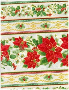 Cotton Quilt Fabric, Christmas Fabric, Tis the Season Border Stripe Fabric - Picture 1 of 1