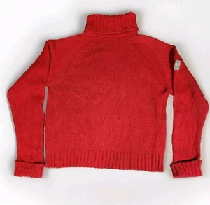 Calvin Klein Vintage Knitted Roll Neck Jumper L Cotton Women's Red Sweater - Picture 1 of 9