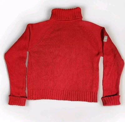 Calvin Klein Vintage Knitted Roll Neck Jumper L Cotton Women's Red Sweater - Image 1 of 4