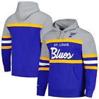 Men's Mitchell & Ness Blue/Gray St. Louis Blues Head Coach Pullover Hoodie