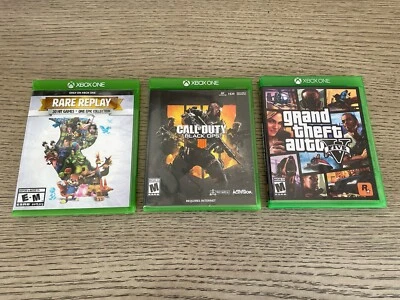 3 Xbox One 1 Spiele GTA 5 Grand Theft Auto Five Selten Replay Black Ops 4 COD LESEN - Bild 1 von 4