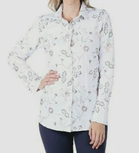 Women's White & Multicolored Button Down Floral Embroidered Shirt Plus Size 1X - Picture 1 of 1