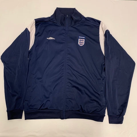 Men’s England National Soccer Sz L Large Team Umbro Soccer WarmUp Jacket Blue Cover
