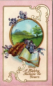Happy Future Books & Flowers Micah Glitter Winsch Back WJ Thompson Co Postcard - Picture 1 of 2