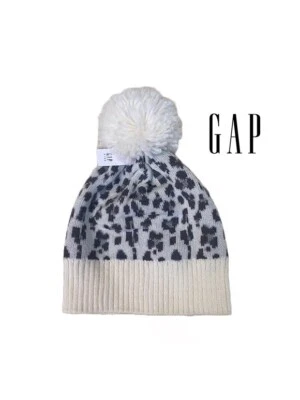 Новый с Ярлыками $30 GAP KIDS (OS) девочка леопард гепард животных печати POM BEANIE зимняя шляпа - Изображение 1 из 4