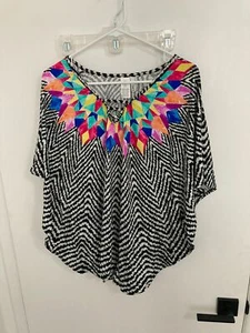 Bar III Women's Colorful Patterned Cape Top, Multicolor, XS - Picture 1 of 2
