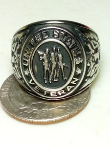 United States Veteran Stainless Steel Ring Size 12 Army Navy Marines Seals C34 - Picture 1 of 7