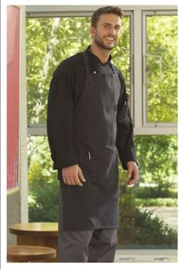 Bib Apron, Pocket, Color: Black & White Pinstripe, Size: 23"W x 34"L - 3018 - Picture 1 of 1