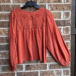 Free People Valencia orange bestickt Herbst Festival Top Größe Small - Bild 1 von 9