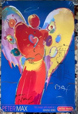 彼得·麦克斯手工签名海报带大型手绘天使带心形 24x36 英寸 — 第 1/4 张图片