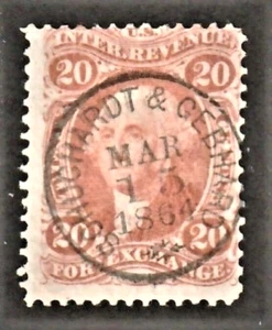 U.S. Rev. ~ Scott R41c ~ 1862-71 ~ 20c ~ FORE EXCHANGE ~ HS SCHUCHARDT & GEBHARD - Picture 1 of 1