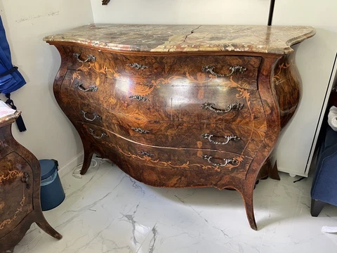 Vintage Louis XV Style Bombe CHEST Dresser COMMODE Cover
