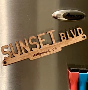 Deluxe Sunset Blvd, Hollywood Kalifornien Holz Kühlschrankmagnete Erinnerungsstücke Sammeln - Bild 1 von 3