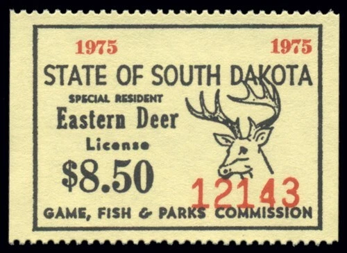 South Dakota — SD-DE17 1975 Eastern Deer (Special Resident) - Image 1 of 1