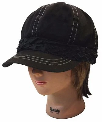 Dama Mujeres Newsboy Cabbie Gatsby Iglesia Vestido Negro Sombrero Gorra  Foto 1 de 4