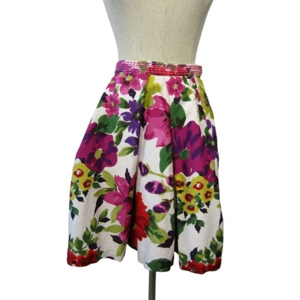 Vintage Yoana Baraschi Floral Pattern Embroidered Waist A Line Skirt Size 2 - Image 1 of 4