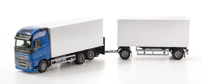 EMEK, VOLVO FH 6x4 blu con rimorchio 1 + 1 asse e sponda, 1/25,  EMEK89734 - Immagine 1 di 2