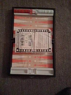 Vintage Magnetic  Backgammon Travel Set in black carry case. - Image 1 of 4