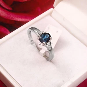 Oval Solitaire London Blue Topaz Ring 925 Sterling Silver Engagement Ring Gift - Picture 1 of 7