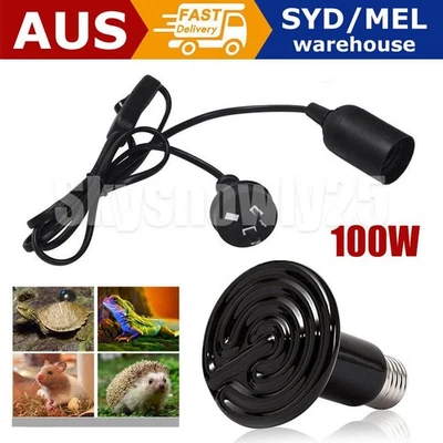 100W Infrared Ceramic Heat Lamp Bulb With Holder For Reptile Chicken Brooder AUS - image 1 of 4