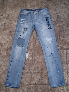 Pantalones de mezclilla ajustados Rock Salt Streetwear para niños jóvenes talla 32x30 Rap Culture - Imagen 1 de 5