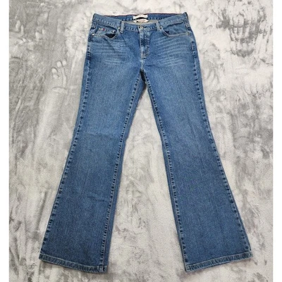 Pantalones de mezclilla elásticos vintage Y2K Tommy Hilfiger para mujer 12 azules tiro bajo pierna acampanada Foto 1 de 4