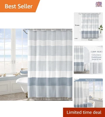Beach Ocean Coastal Nautical Shower Curtain 72x72 Inches Cotton Polyester — 第 1/4 张图片