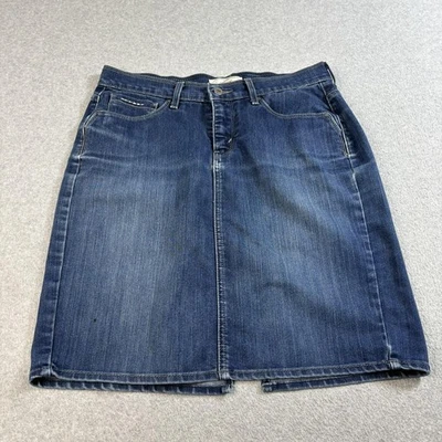 Levi's Denim Skirt Women 10 Blue Jean 5 Pocket Slit Stretch Boho Academia Y2K - Image 1 of 4