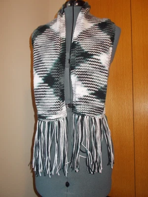 Tejido a Mano Unisex Argyle Diamante Negro Mezcla Patrón 56" Bufanda Borla Flecos Foto 1 de 4
